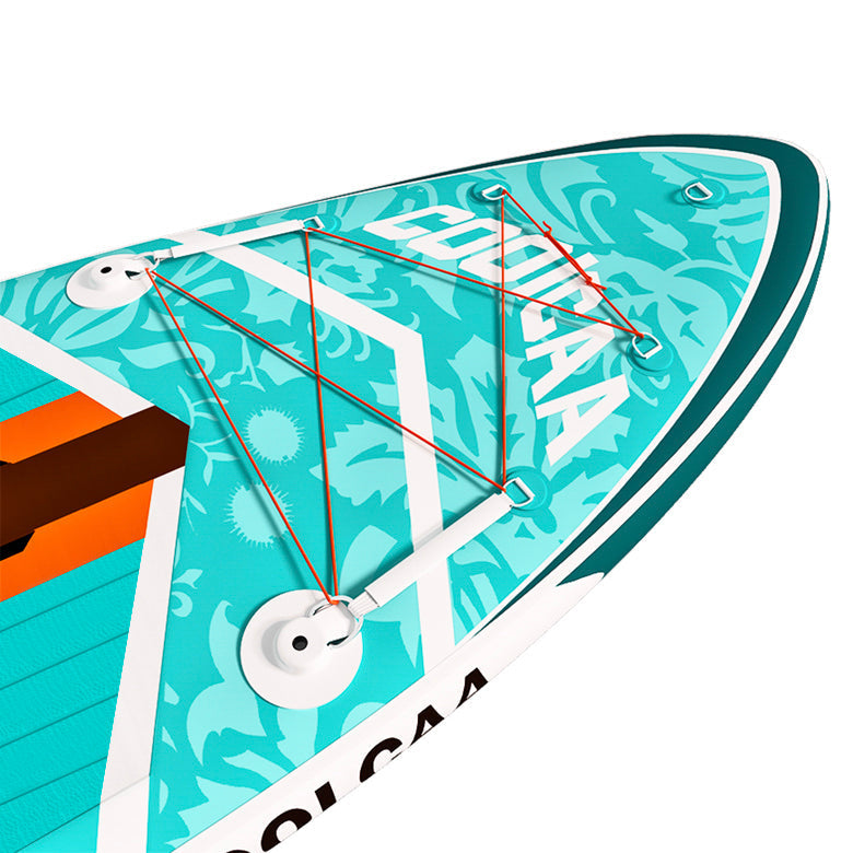 close-up of paddle board's head elastic cord