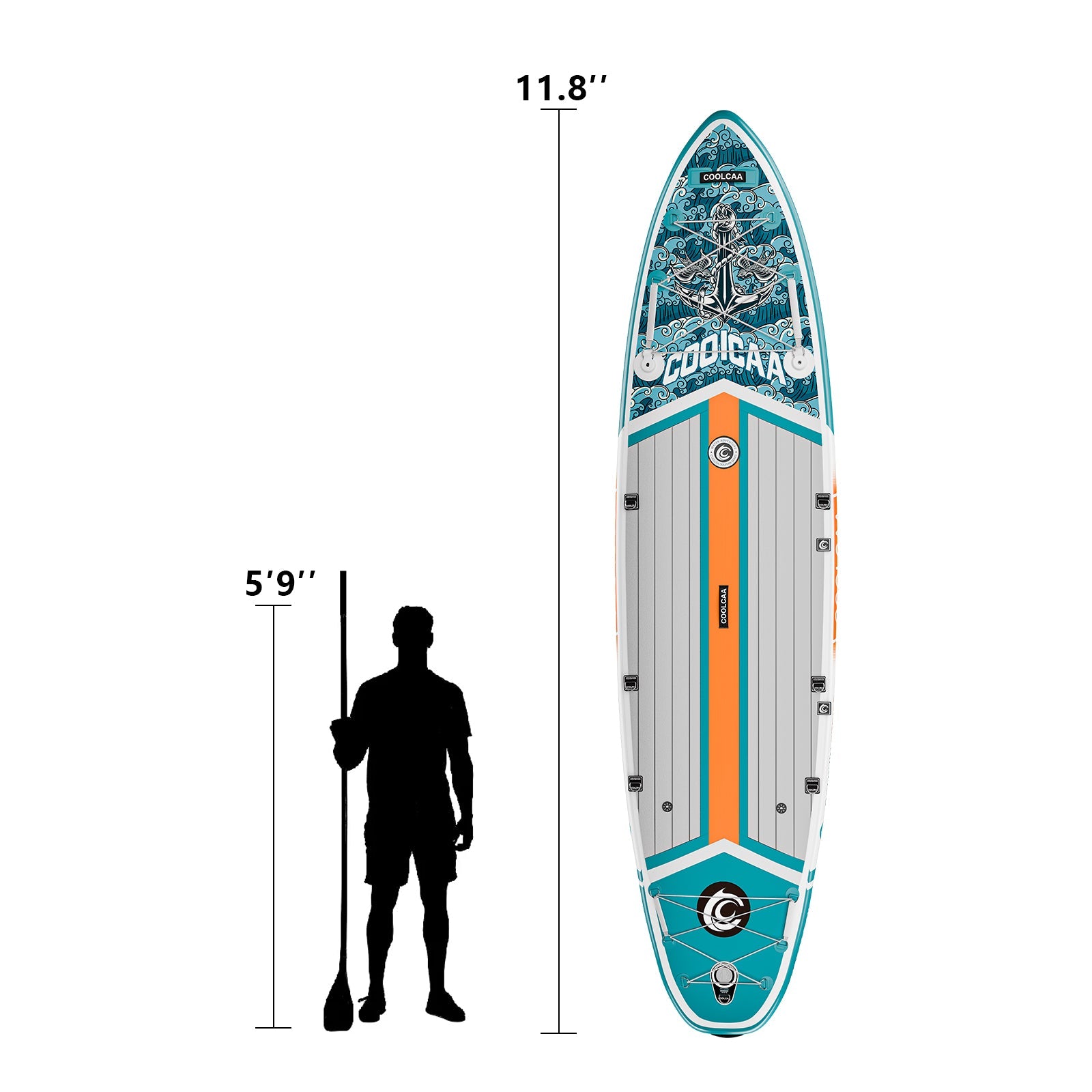 show the length of the paddle board