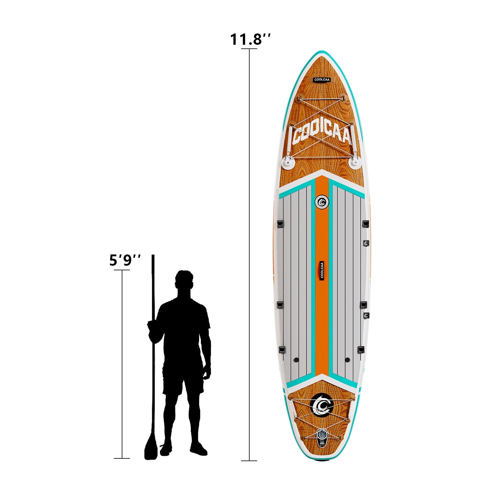 show the length of the paddle board
