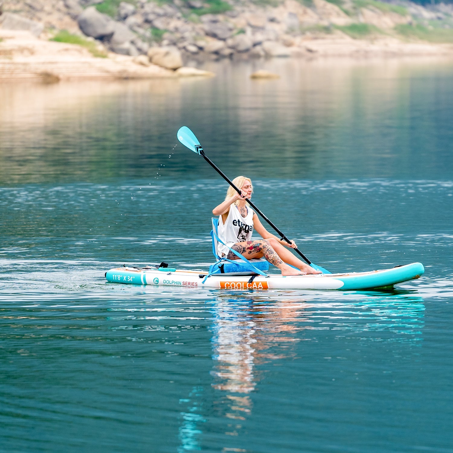 hit the water on the paddle board